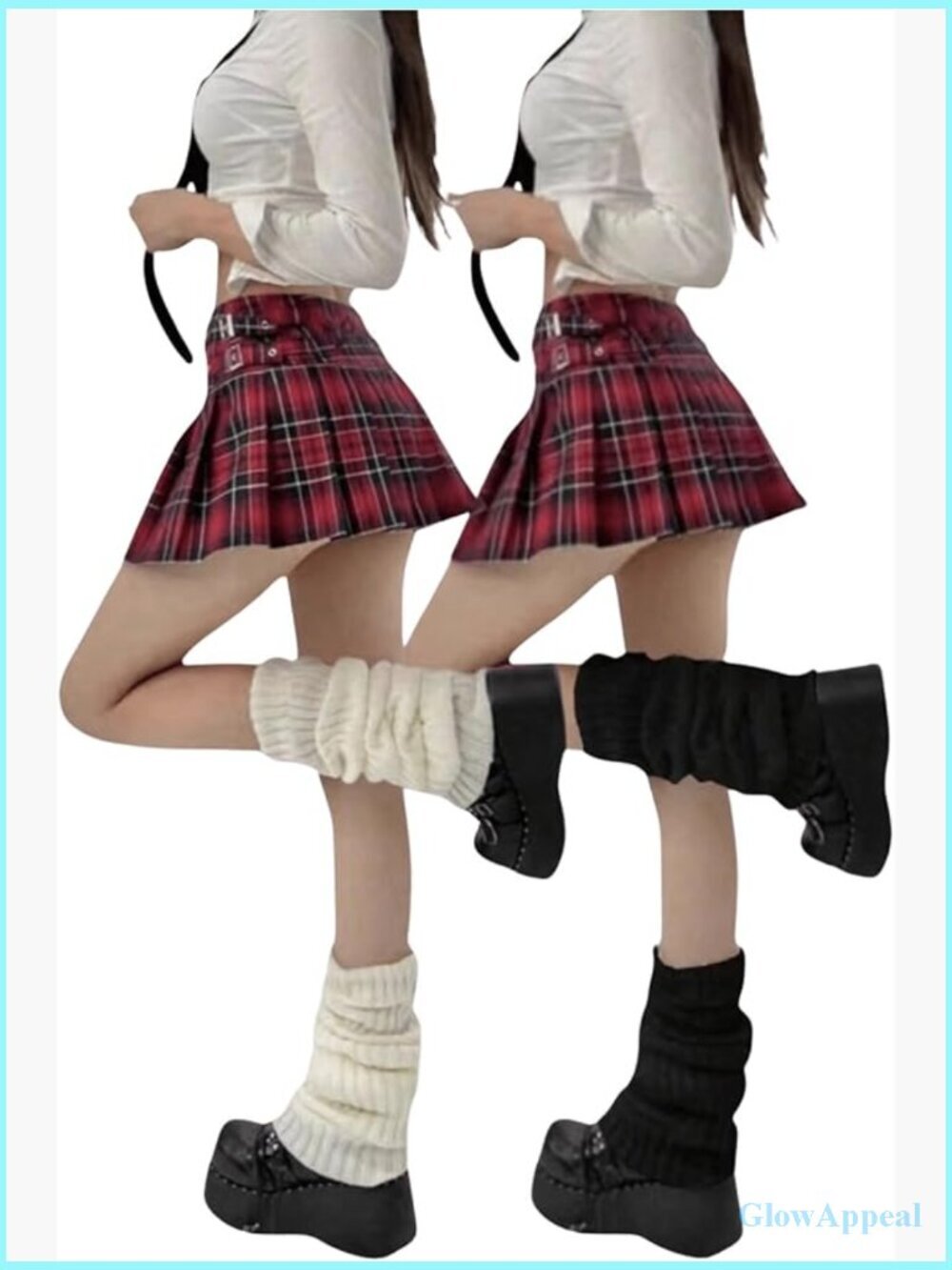 Ribbed Knit Leg Warmers Preppy Boot Socks Y2K 80s 2 Pairs Long Pile